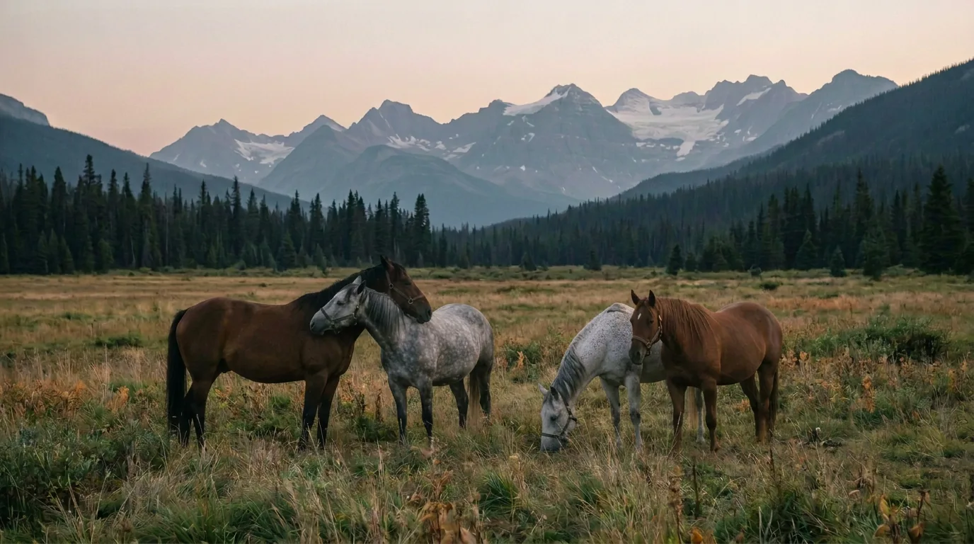 Chevaux en liberté, Écurie des Grands Chemins, Haute-Savoie